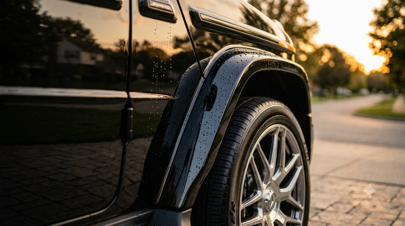 Glossy exterior after hand wash and exterior detailing service in Mentor Ohio